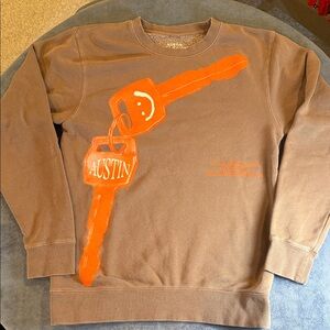 Post Malone Austin Brown crewneck with Orange Key Design